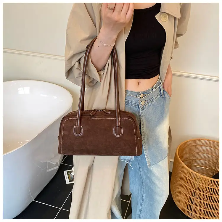 Roomy Suede Baguette Bag