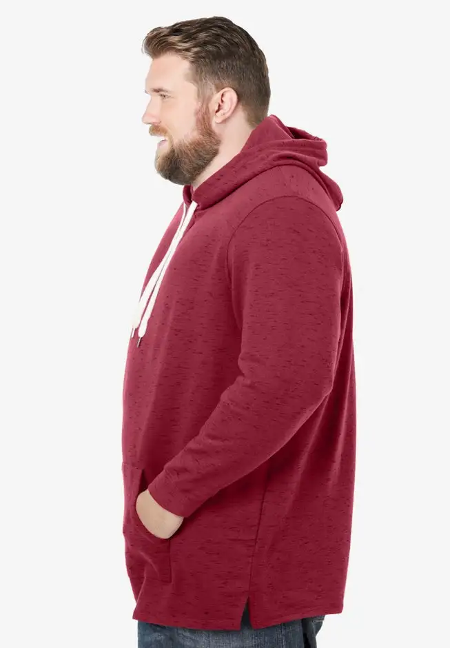 Fleece longer-length pullover hoodie