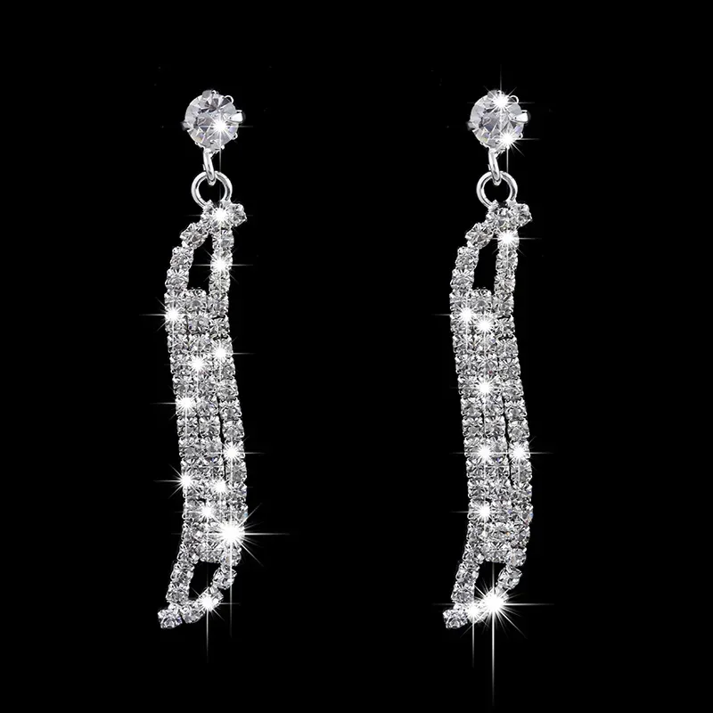OL Claw Chain Rhinestone Foxtail Necklace Earring Set