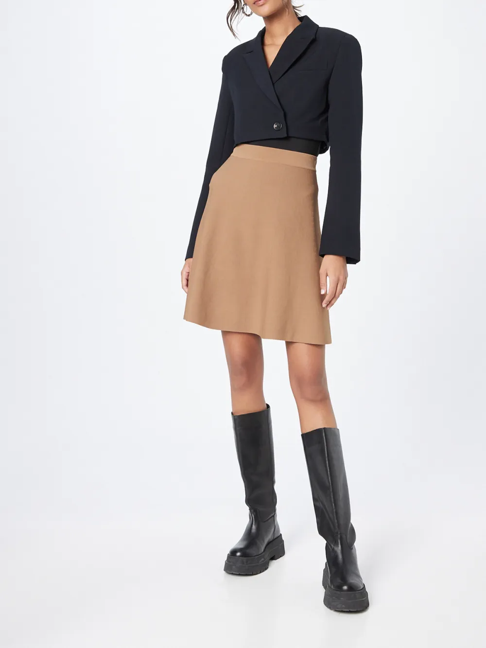 Sleek Fabric Casual Style Skirt