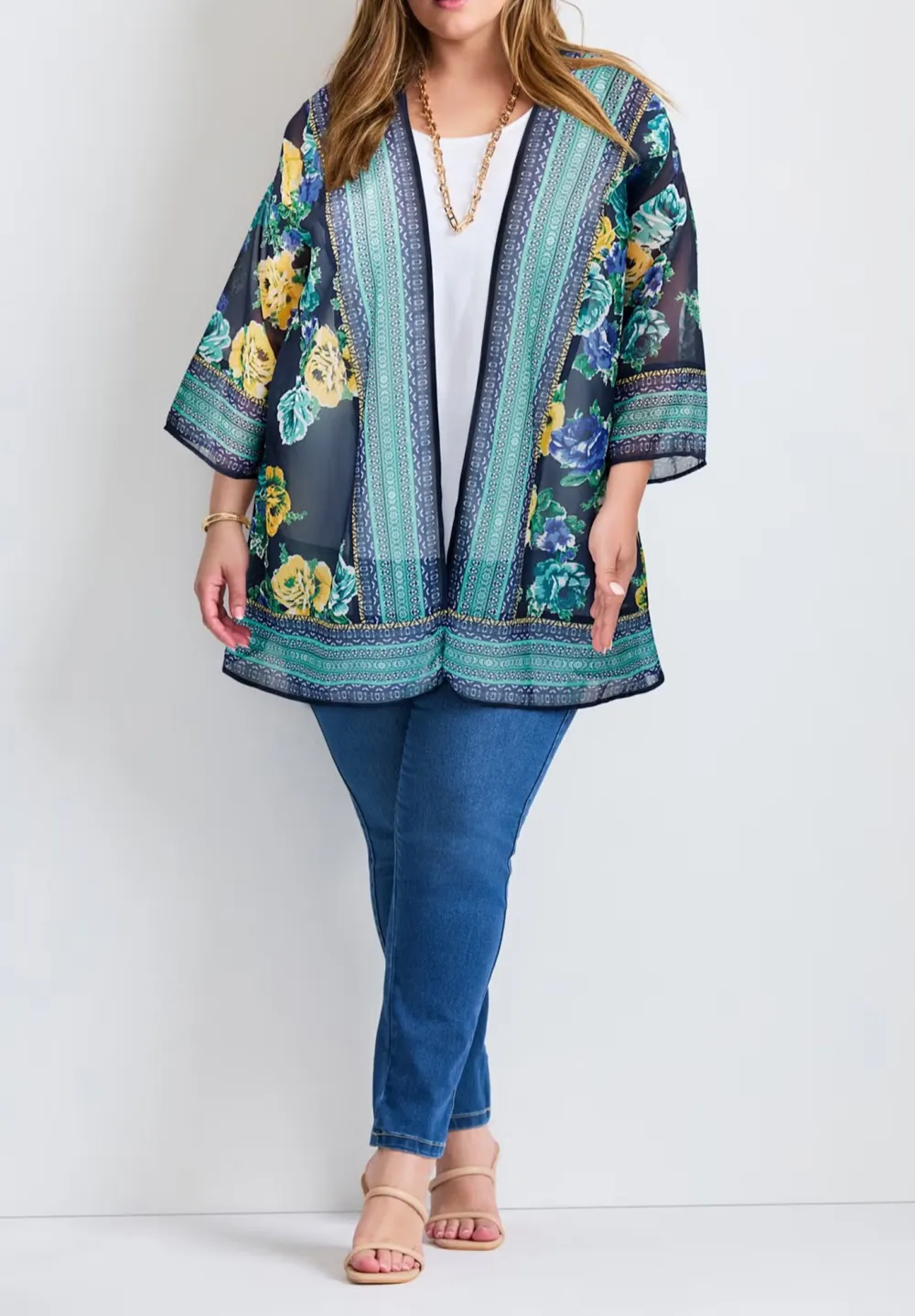 Color Blocked Border Cardigan
