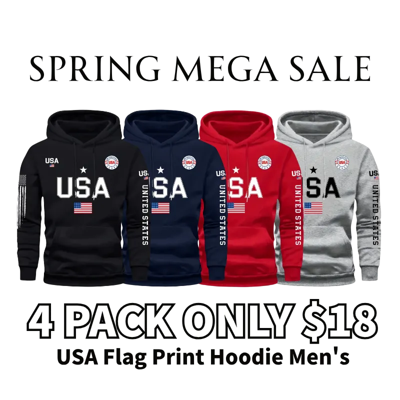 USA Flag Print Hoodie Men's Fleece Sweatshirt