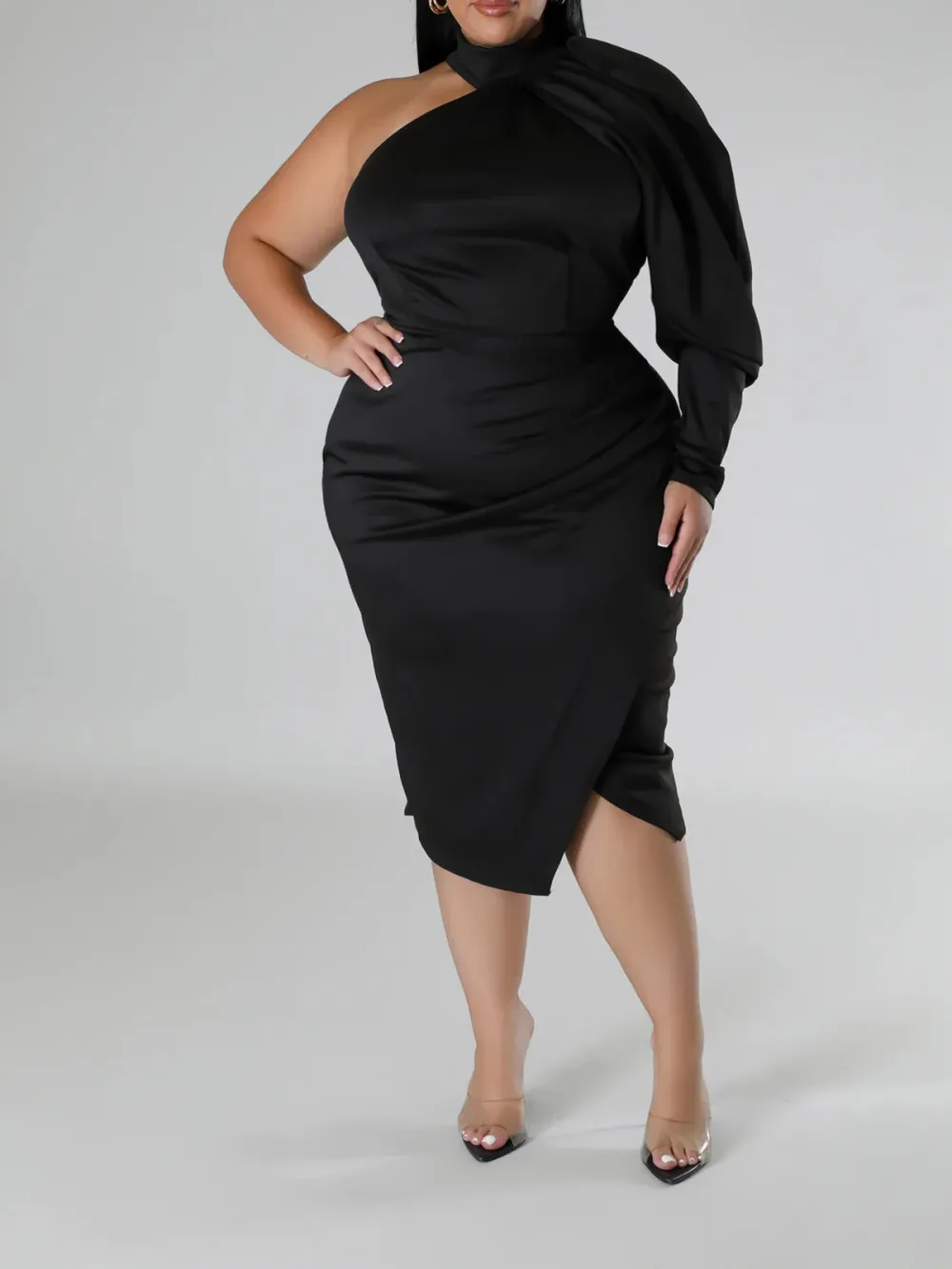 Satin One Shoulders Dress