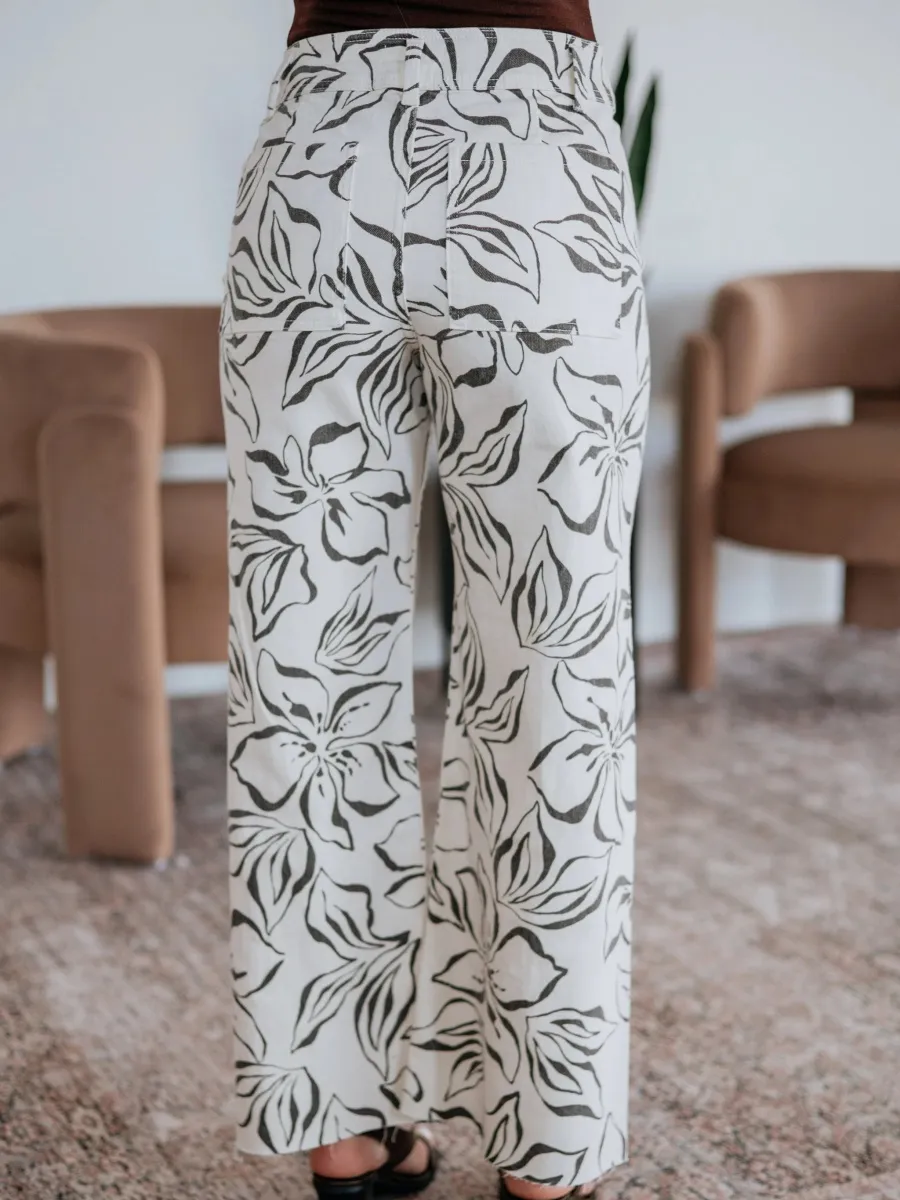 Floral Print Wide Leg Pants