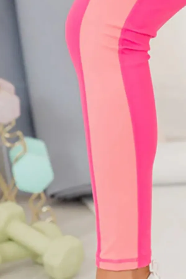 Pink Color Block Leggings