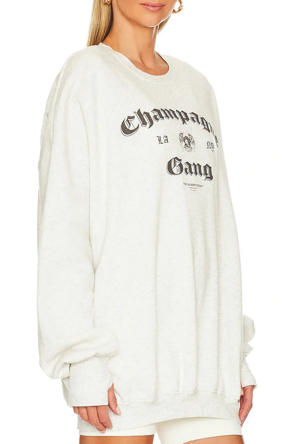 White Round Neck Classic Minimalist Breathable Loose Hoodie