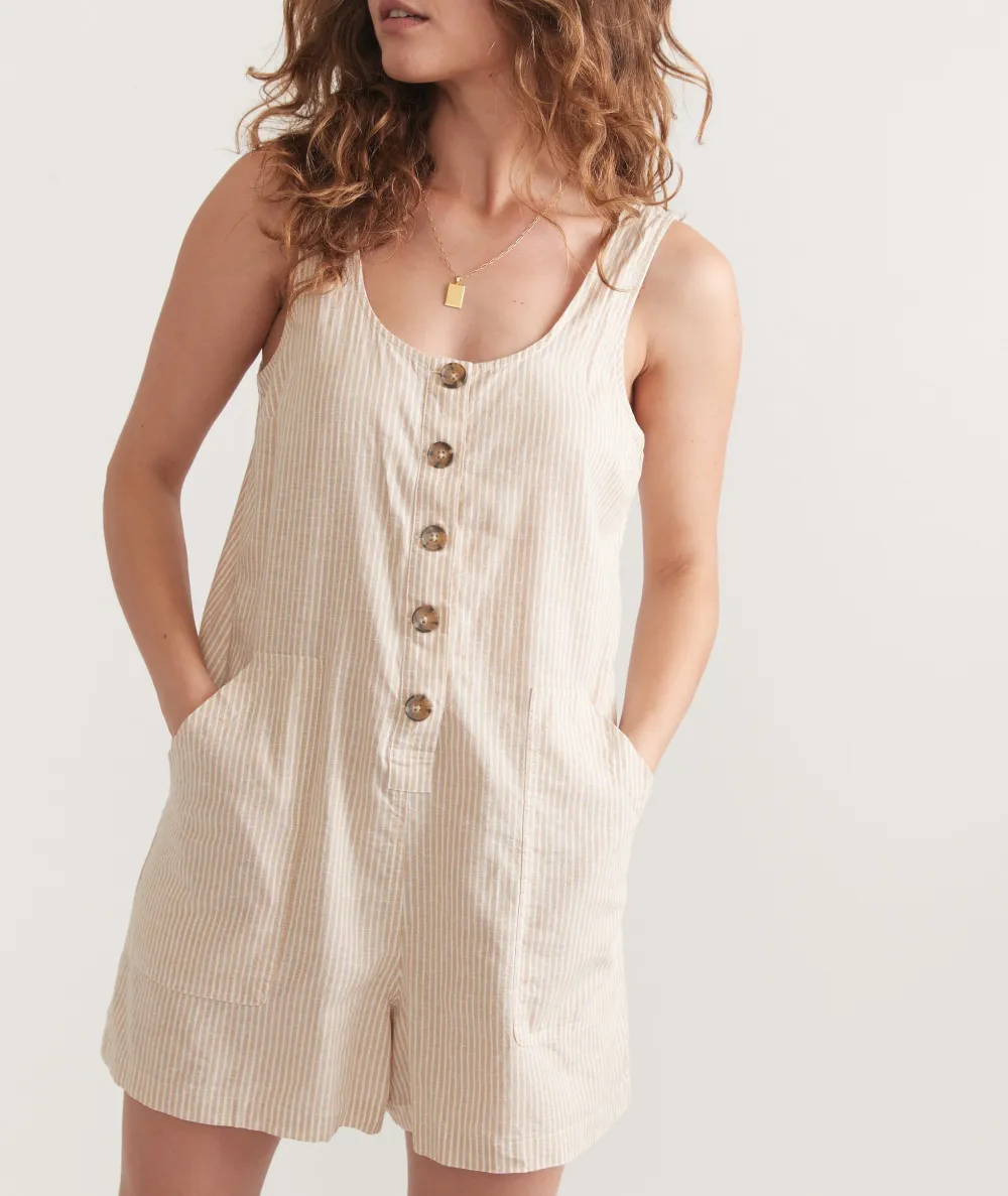 Button-Through Sleeveless Romper