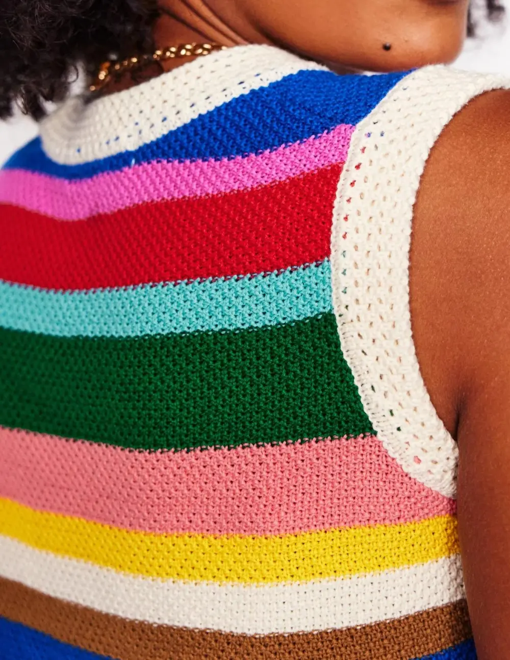 Multicolor Striped Crochet - Trim Tank
