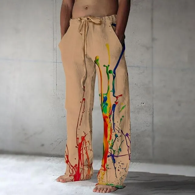 Men's Graphic Prints Graffiti Linen Pants