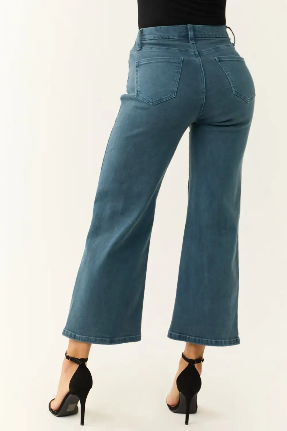 Mid - Wash Wide Leg Crop Jeans