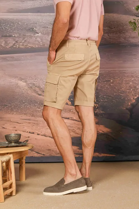 Khaki Men's Fashion Slim Fit Cotton Shorts