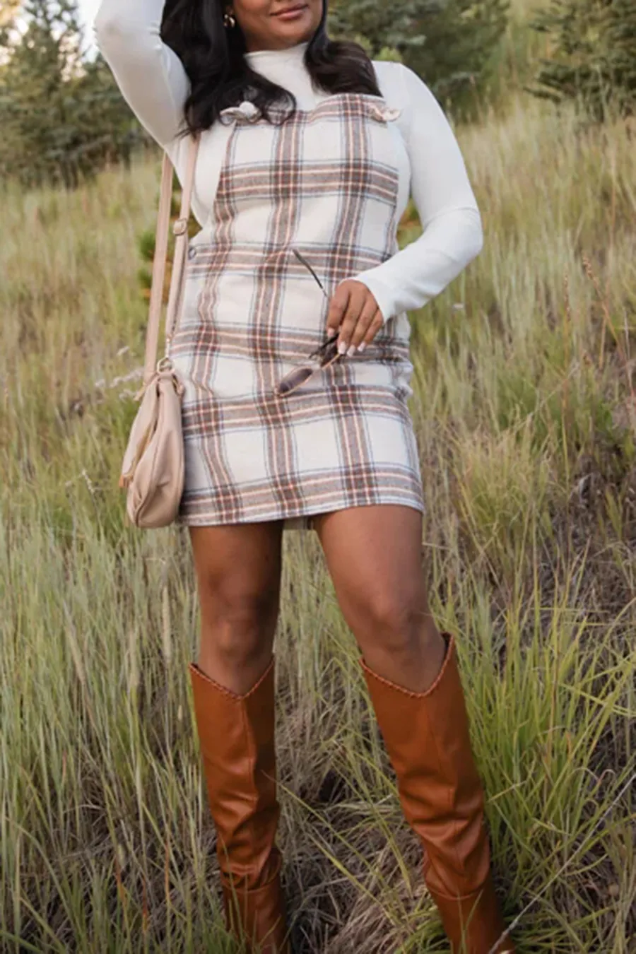 Plaid Overall Mini Dress