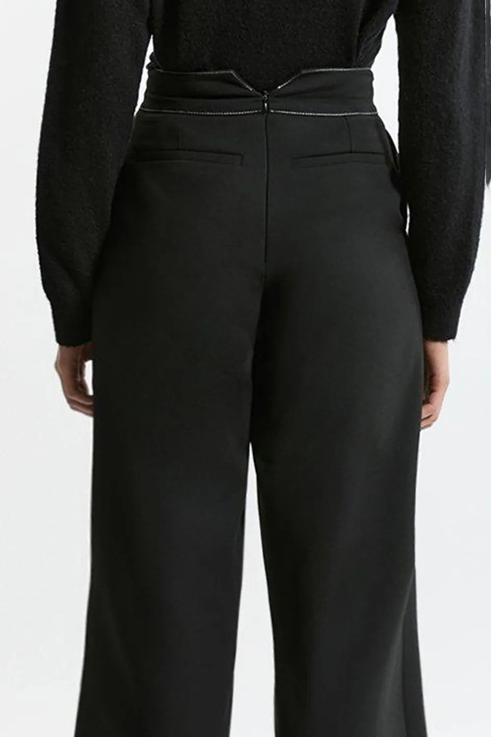Compact Stretch Tailored Flared High Waisted Trousers
