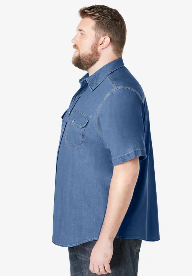 Short Sleeve Denim and Twill Shirt