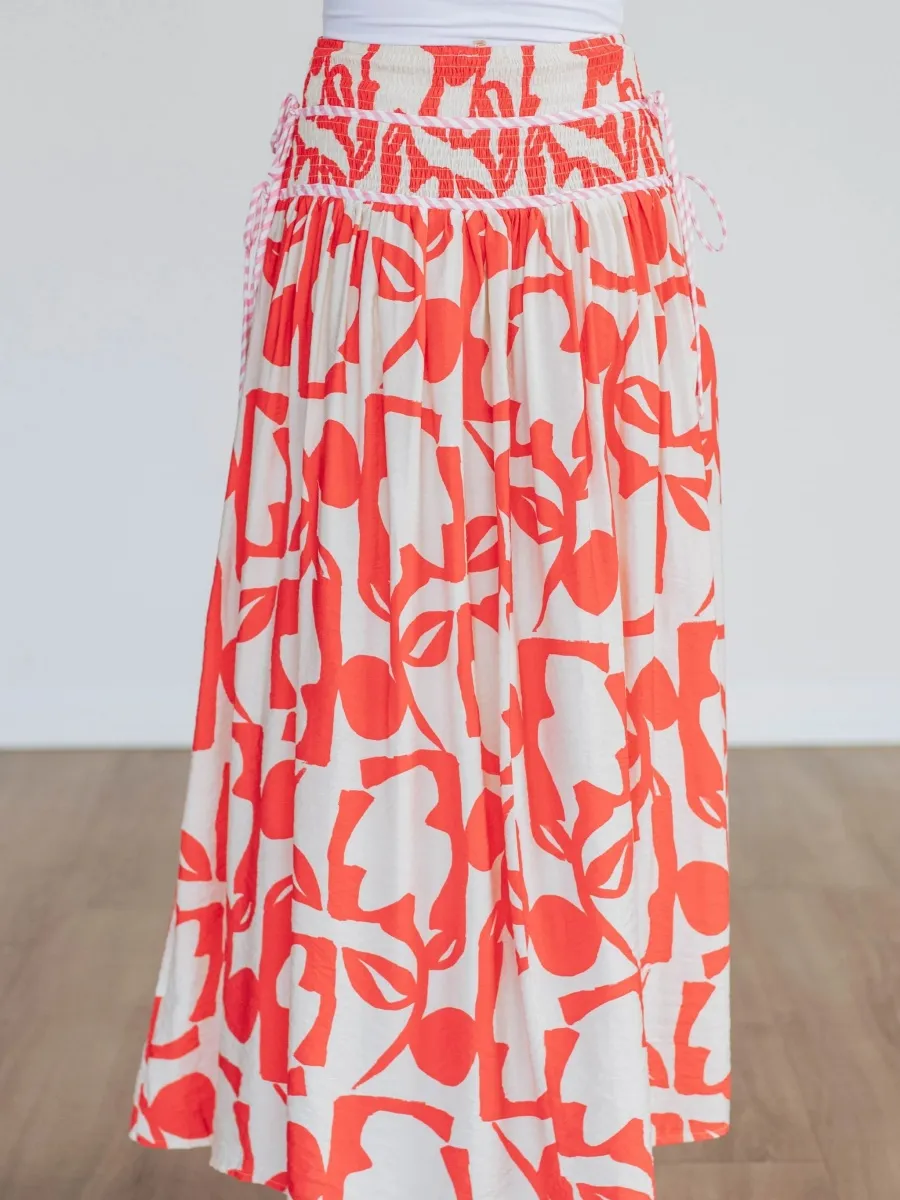 Smocked Waist Flowy Skirt