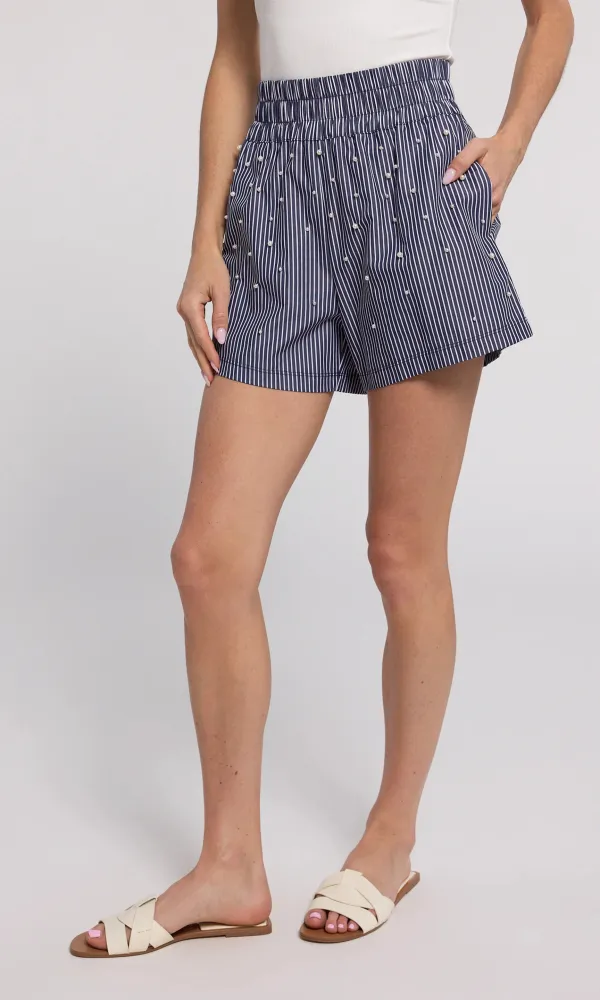 Embellished Pinstripe Shorts