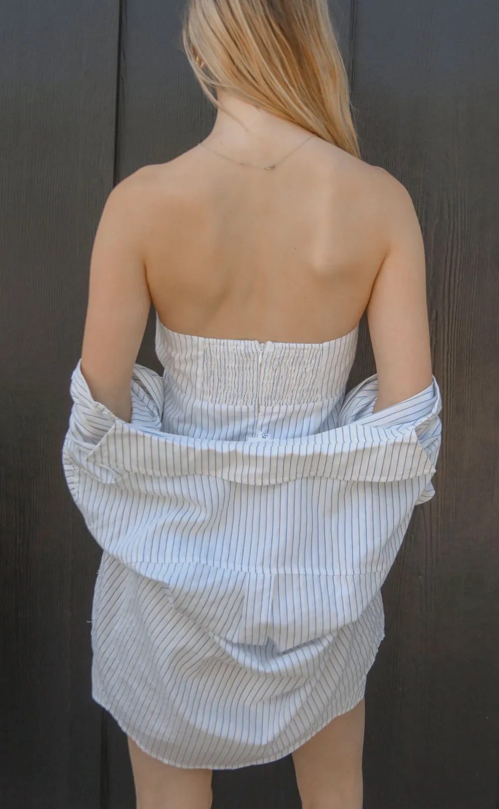 Striped Sheath Dress with Blouse