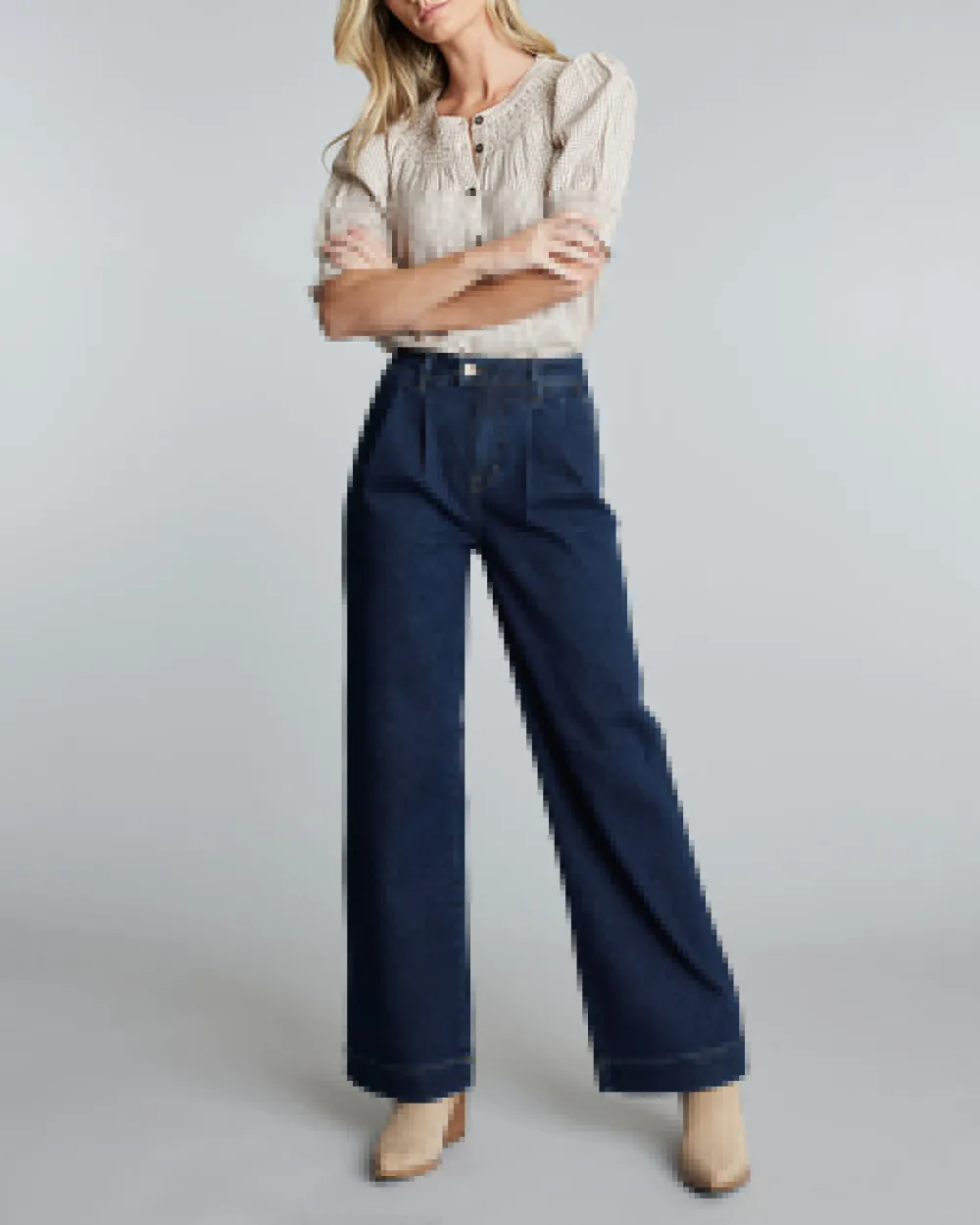 Dark Blue Wide Leg Denim Pant
