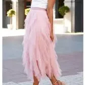 Irregular Hem Mesh Elastic High-Waist Tulle Skirt