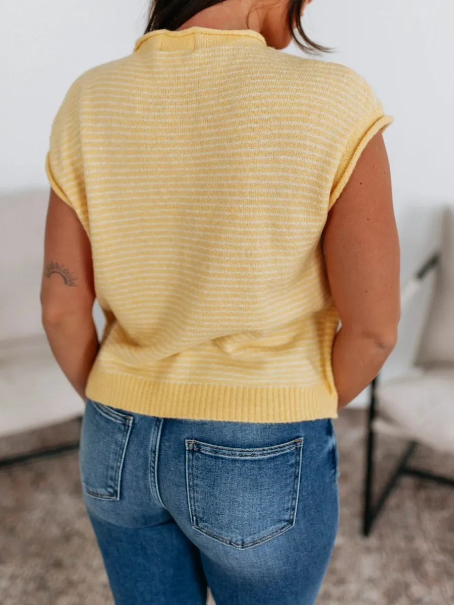 Striped Cap Sleeve Cardigan