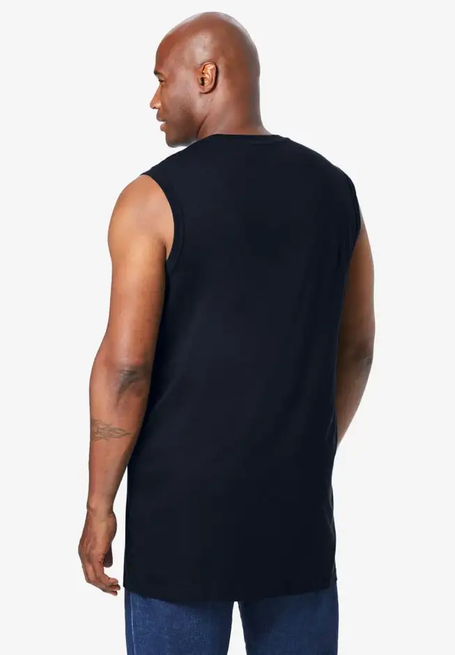 Shrink-Less Longer-Length Lightweight Muscle Pocket Tee