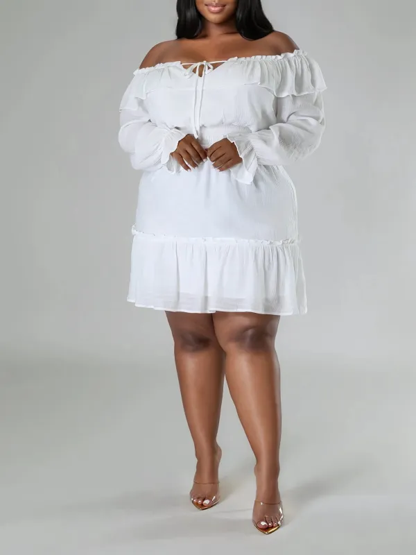 Straight Neck Tie Front Dress