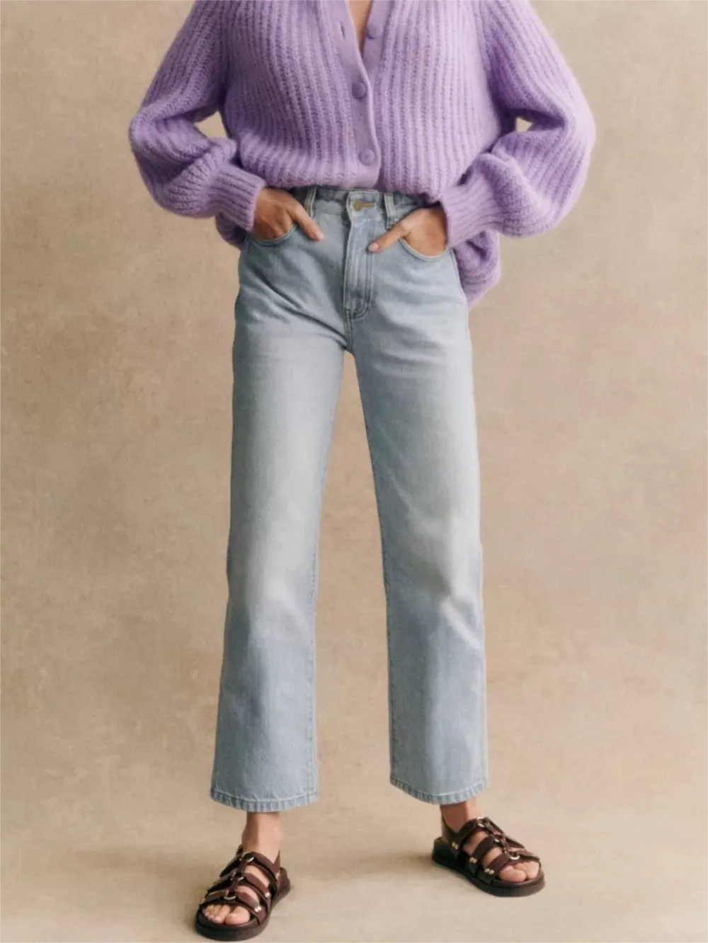 High Waist Denim Trouser