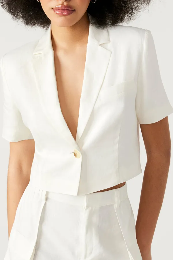 Cropped Short Blazer White