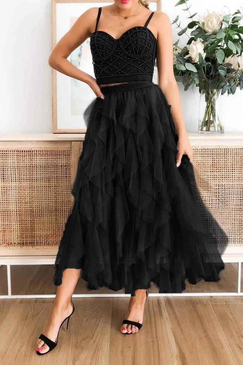 A-Line Long Tulle Skirts