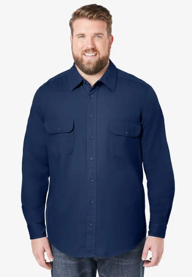 Long Sleeve Denim and Twill Shirt