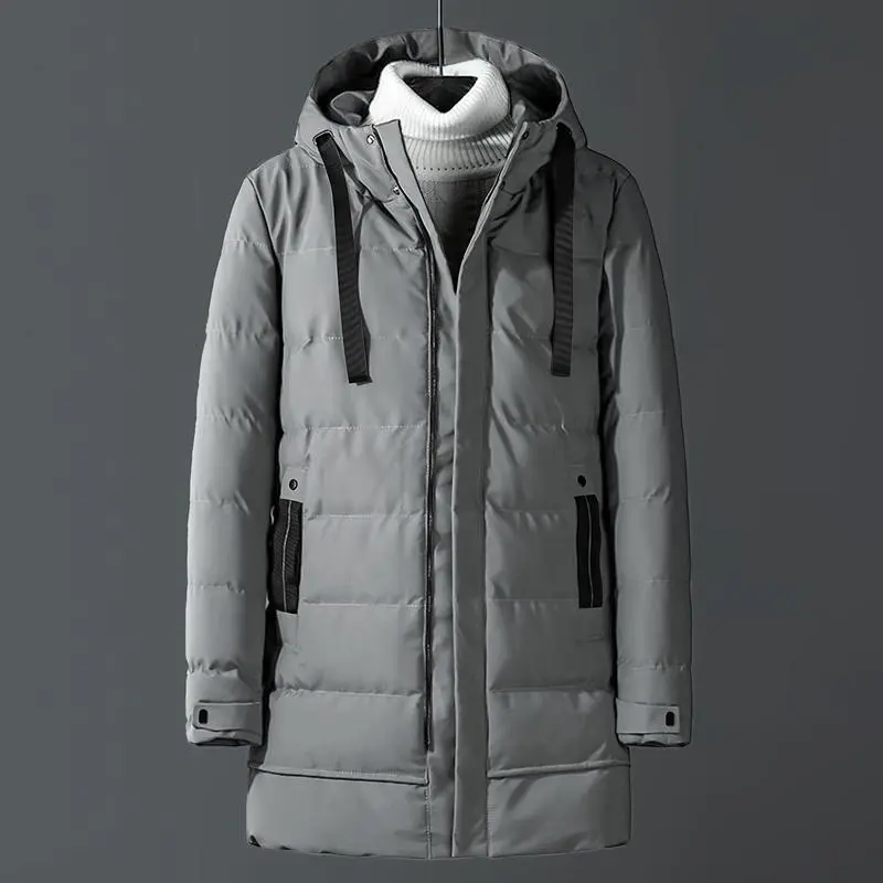 Men's Heavy-Duty Windproof Winter Coat - Thickened Full-Zip Hooded Jacket with Padded, Full-Zip Closure & Two Pockets, Machine Washable Cold-Resistant Outerwear for Skiing, Commuting, and Daily Use (Casual Fit) Menswear Zipper Outdoor Stylish