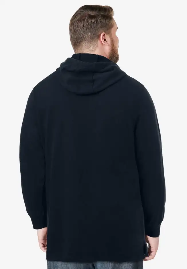 Fleece longer-length pullover hoodie