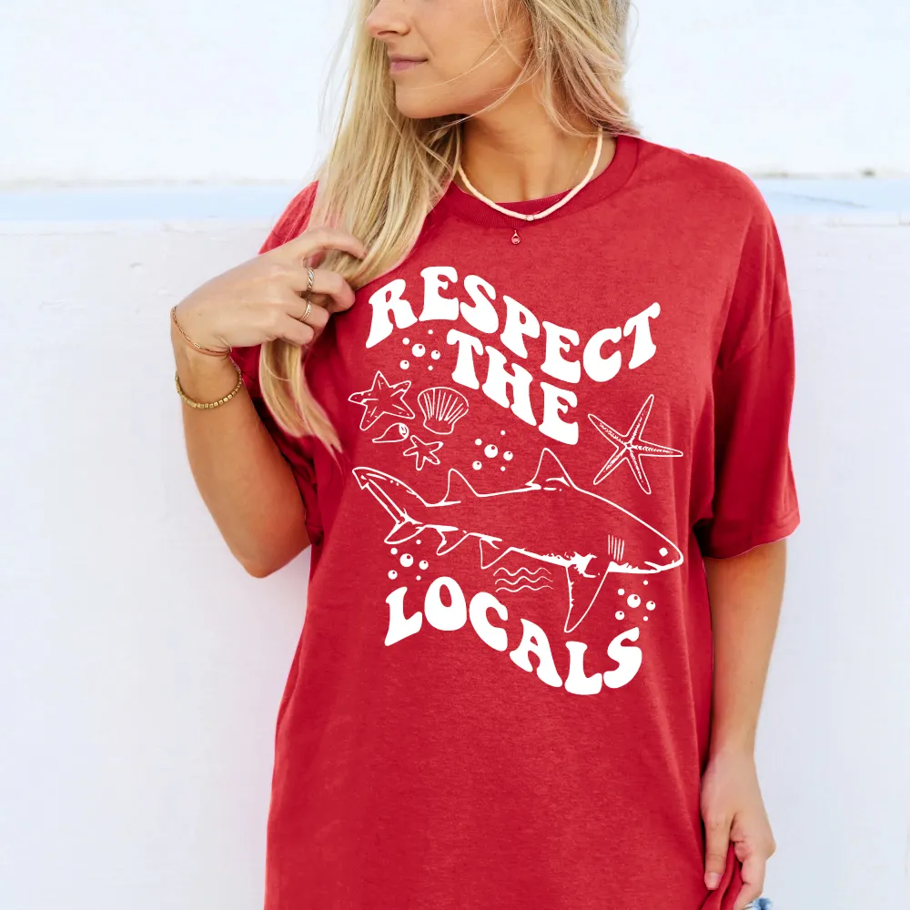 Respect Locals Shark Print Loose Tee