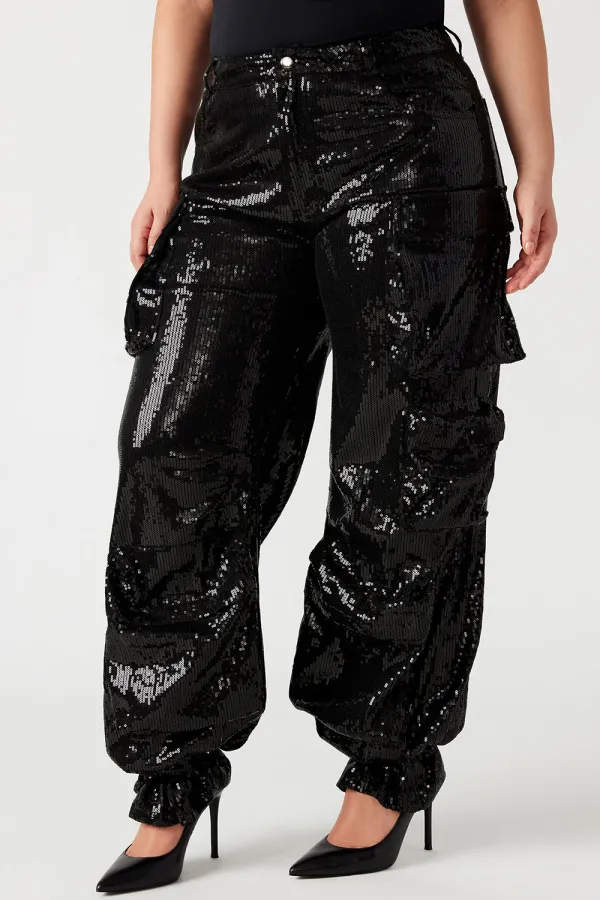 Cotton Sequin Pant Black
