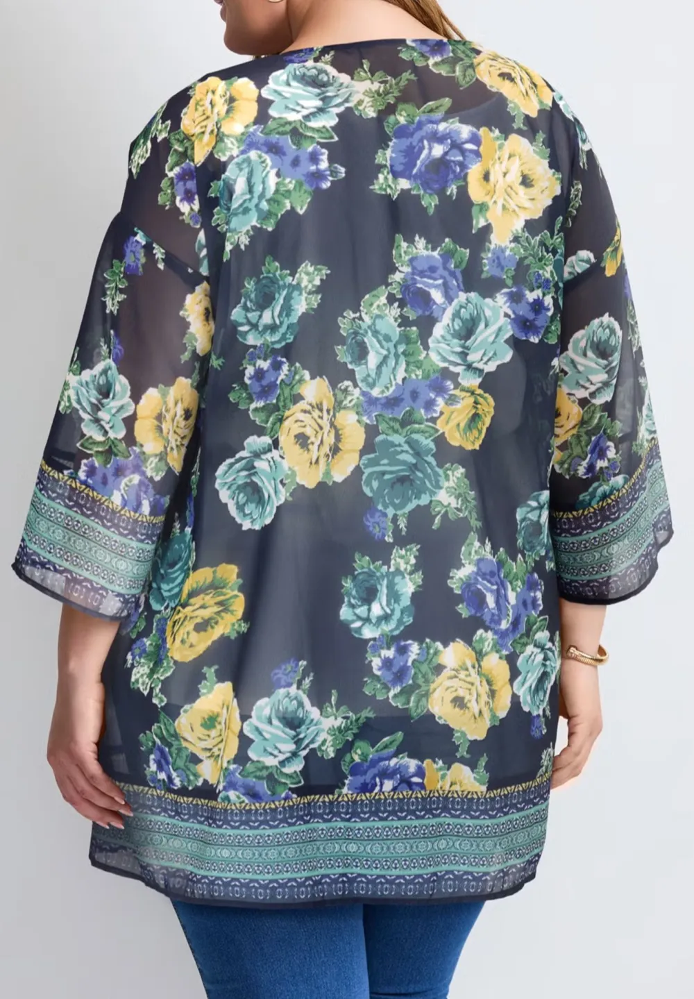 Color Blocked Border Cardigan