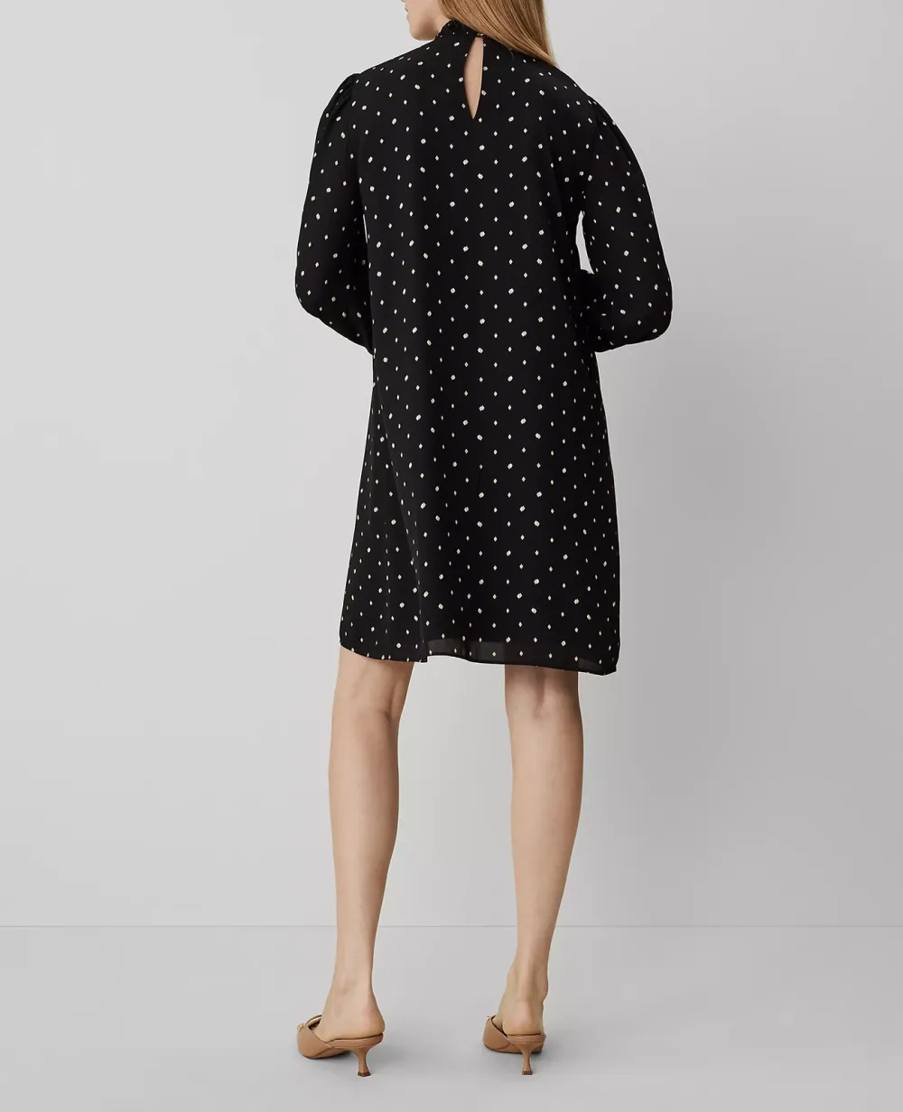 Diamond Shadows Mock Neck Shift Dress