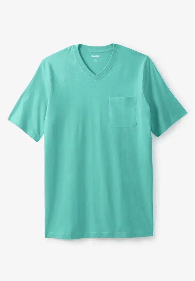 Shrink-Less Lightweight Longer-Length V-neck T-shirt