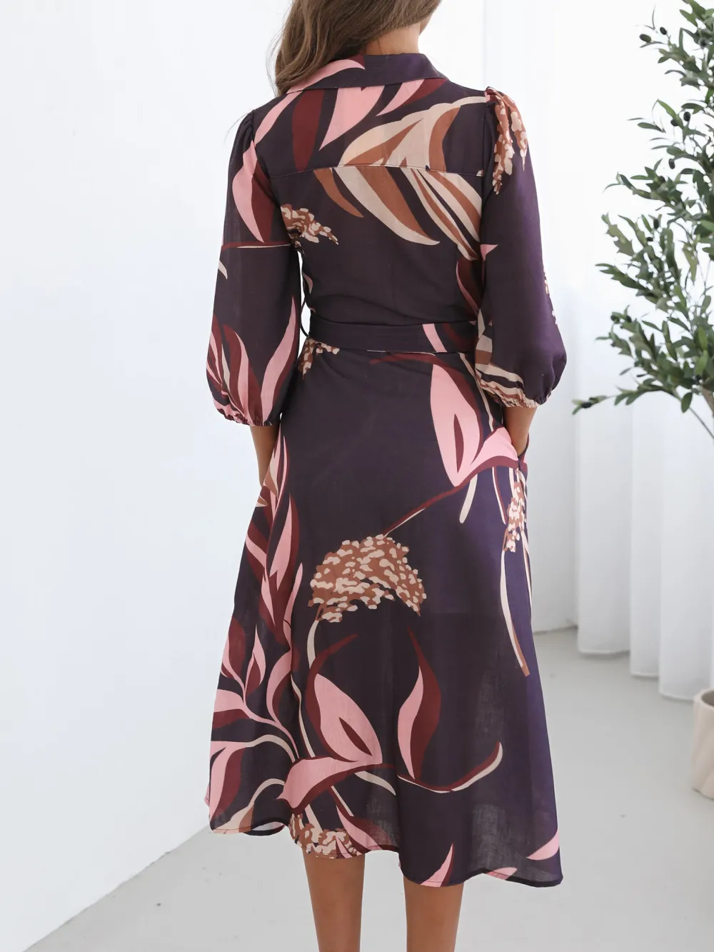 Casual Style Violet Floral Dress