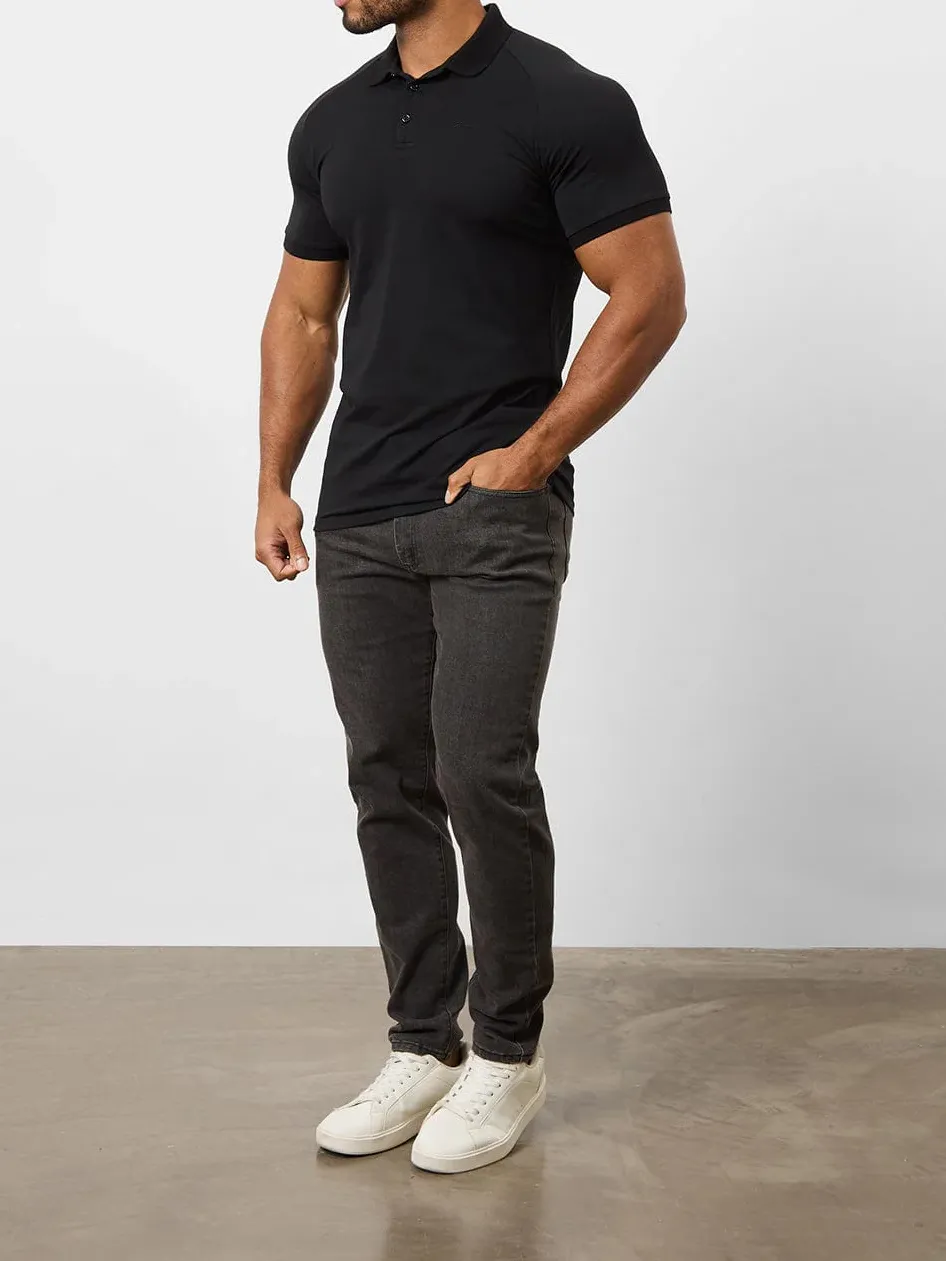 Black Soft Simple Athletic Polo Shirt