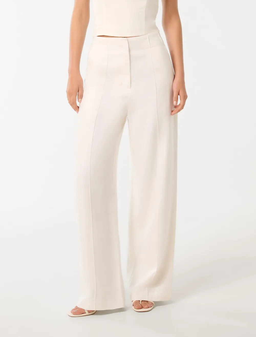White Linen Wide-Leg Pants