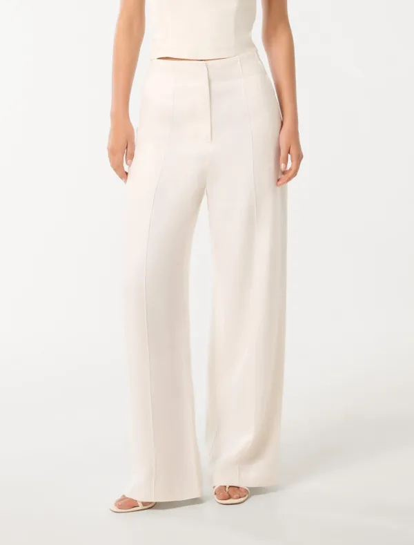 White Linen Wide-Leg Pants