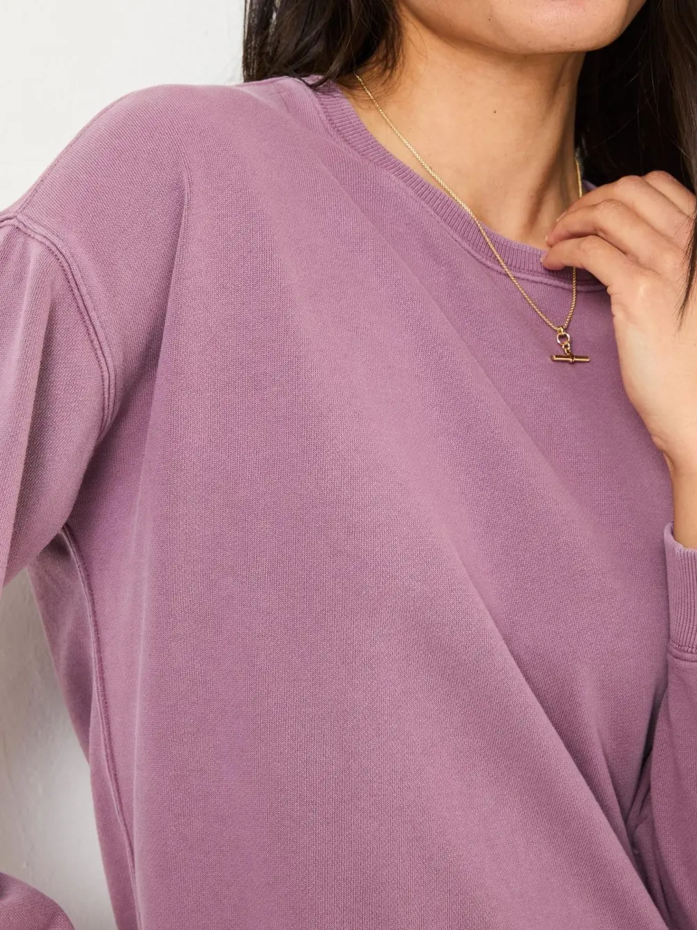 Purple Casual Crew Sweatshirt