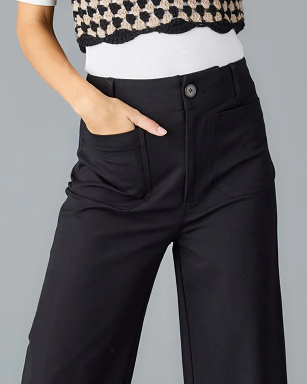 Black High Waisted Wide Leg Trouser