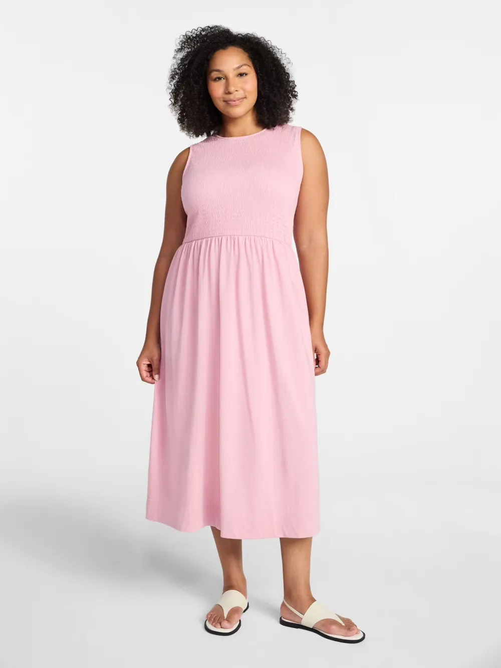 Women's Sleeveless Smocked Knit Dress, Sizes XS-5XL
