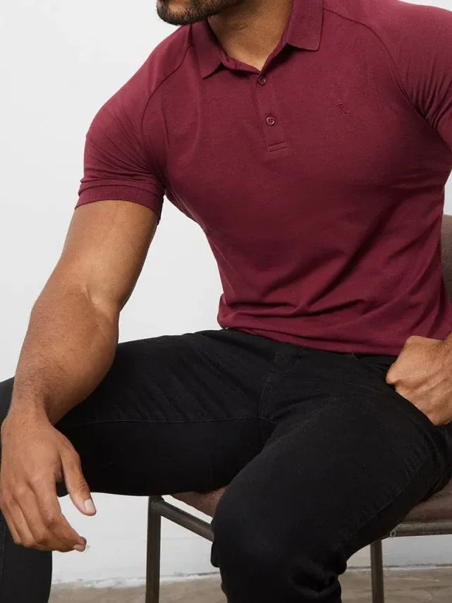 Burgundy Soft Simple Athletic Polo Shirt