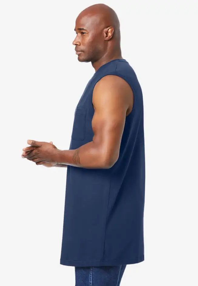 Shrink-Less Longer-Length Lightweight Muscle Pocket Tee