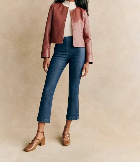 High Waist Cropped Bootcut Jeans