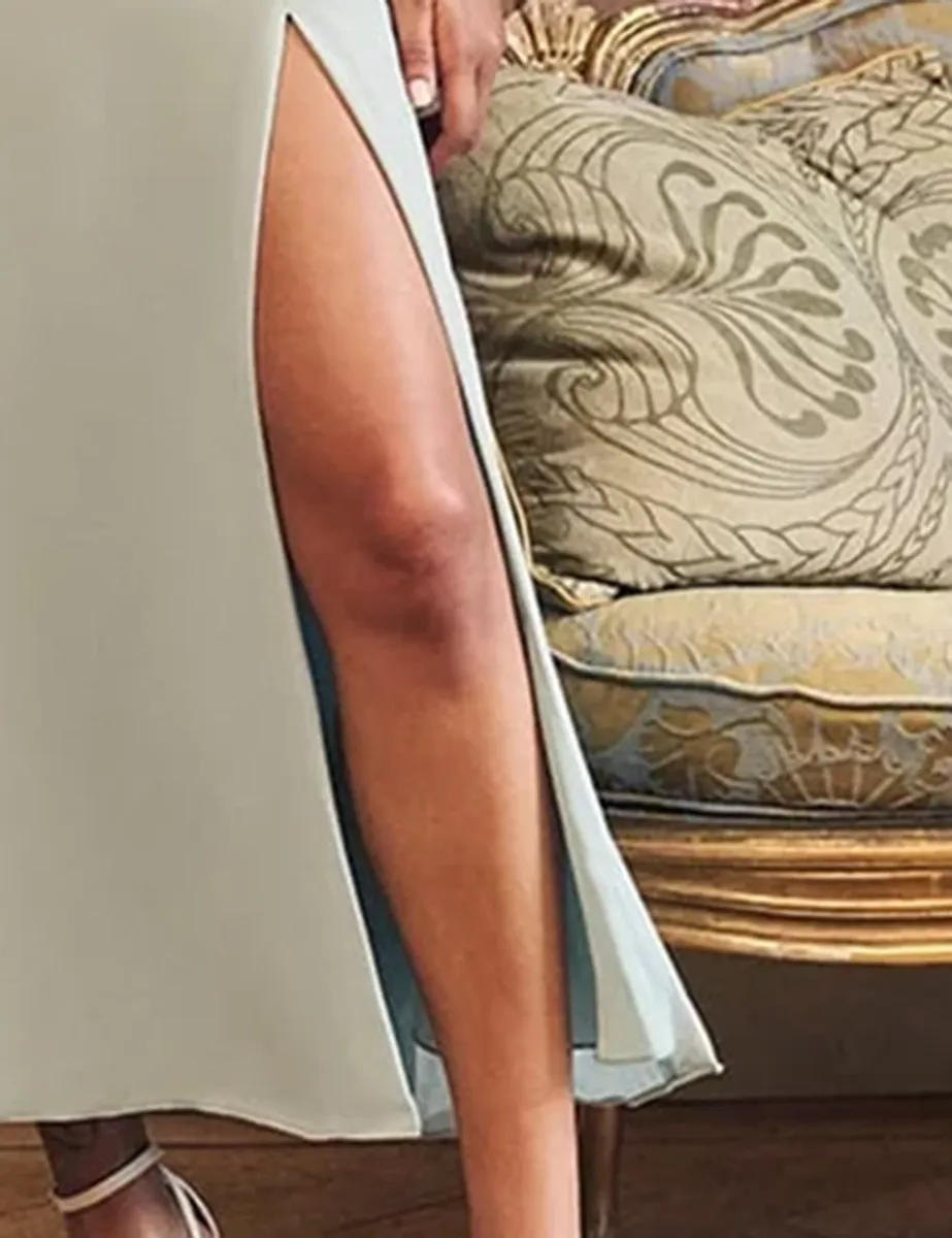 Light Green Satin Sweetheart Neck Maxi Dress