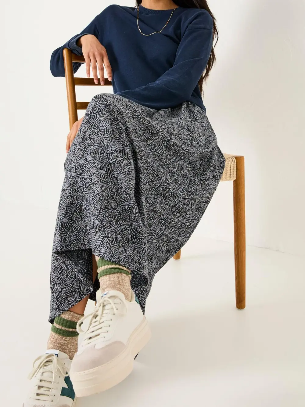 Navy Floral Midi Dress