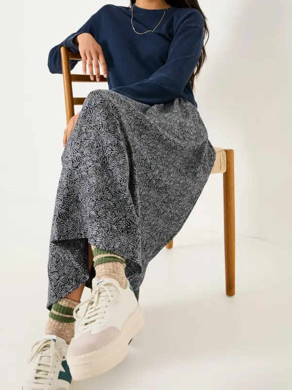 Navy Floral Midi Dress